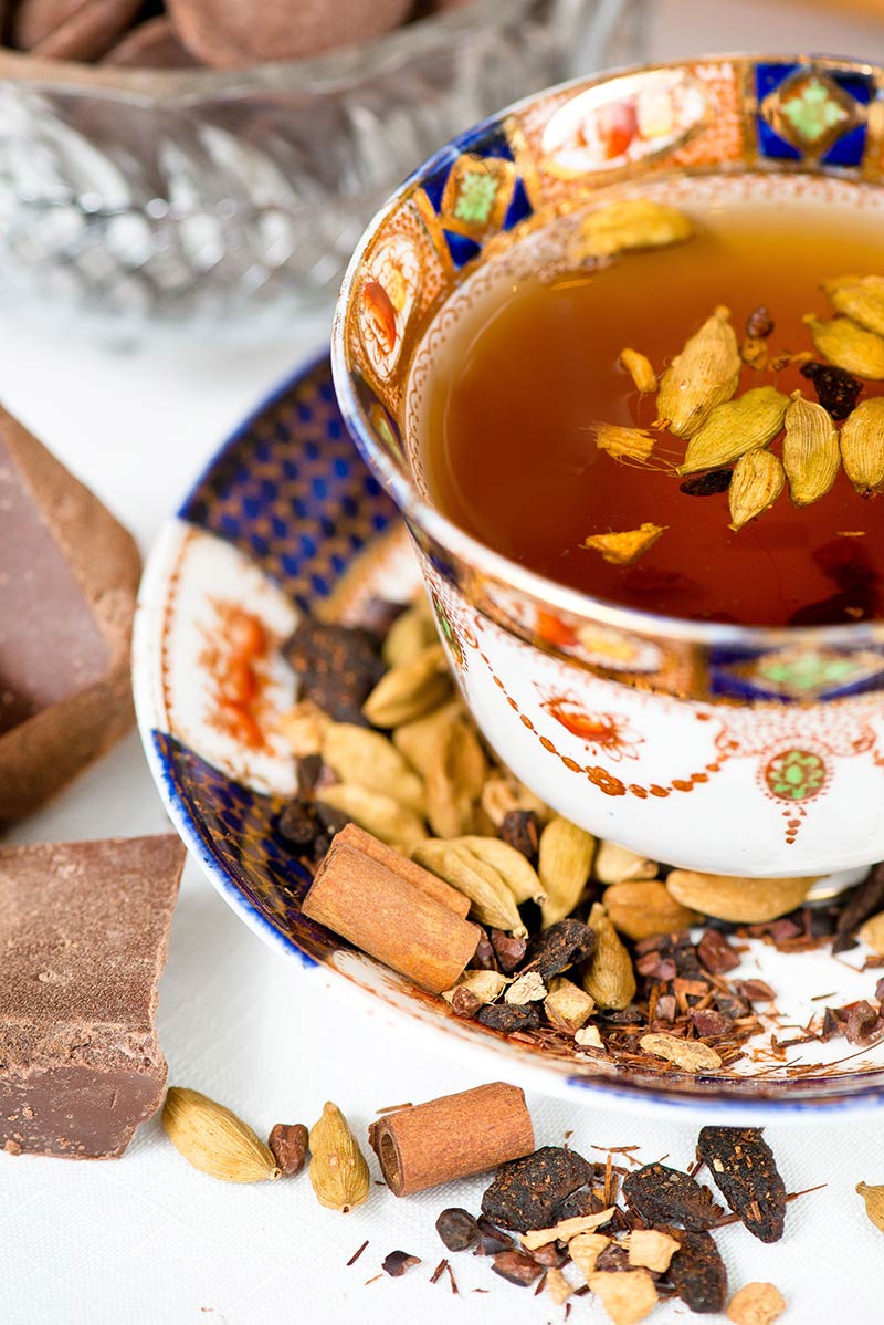 Spicy Chocolate Kiss Tea in a cup